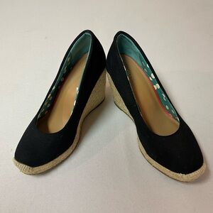 Black Canvas Wedge Heel Shoes / Espadrille / Merona Brand / Perfect for Fall